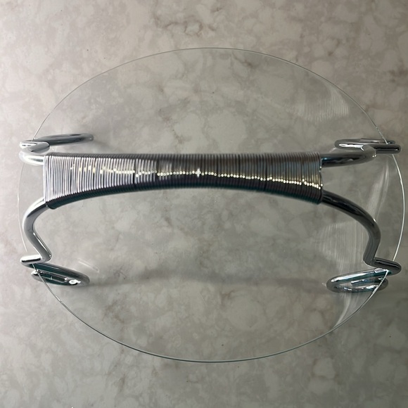 Vintage oval Glass  and chrome Buffet and Dessert Stand - Picture 2 of 4